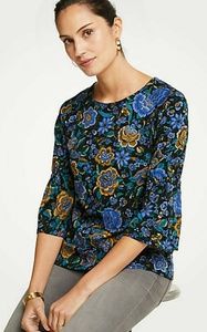 Ann Taylor- Flora Ponte Gathered Sleeve Blouse.